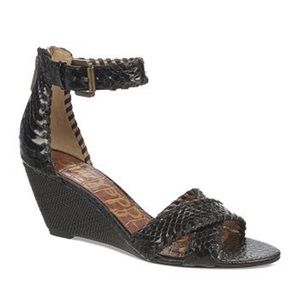 Sam Edelman black wedges Silvia t-strap 7 1/2